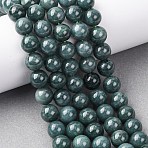 Natural Blue Jade Beads Strands, Round, Teal, 10mm, Hole: 0.9~1mm, about 40pcs/strand, 15.51''(39.4cm)(G-H341-10mm-02)