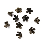 Brass Bead Cap Pendant Bails, for Globe Glass Bubble Cover Pendant Making, Flower, Antique Bronze, 5x8.5mm, Hole: 1.4mm(KK-WH0044-54AB)