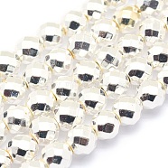 Electroplate Non-magnetic Synthetic Hematite Beads Strands, Grade AAA, Long-Lasting Plated, Faceted, Round, Silver Plated, 10mm, Hole: 1.2mm, about 42pcs/strand, 15.7 inch(40cm)(G-L485-03F-S)