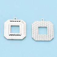 925 Sterling Silver Pendants, Square Charms, Silver, 17x15x1.5mm, Hole: 1mm(STER-T006-03)