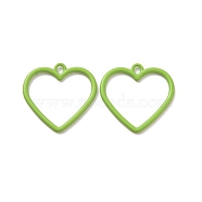 Spray Painted Alloy Pendants, Cadmium Free & Lead Free & Nickle Free, Heart Charm, Yellow Green, 25x25x1.5mm, Hole: 3x2mm(FIND-I037-18)