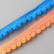 Segment Dyed Polyester Ball Fringe, Pompon Trim, Ball Lace Ribbon, DIY Fashion Decoration Accessories, Colorful, 11x4mm(OCOR-WH0071-059)