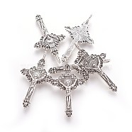 Alloy Pendants, For Easter, Cadmium Free, Nickel Free and Lead Free, Crucifix Cross Pendant, Antique Silver Color, 50x28x3mm, Hole: 3mm(PALLOY-A13009-AS-NR)