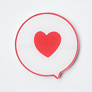 Acrylic Safety Brooches, with Iron Pin, Flat Round with Heart, Red, 40x38x8mm, Pin: 0.7mm(JEWB-WH0001-12)