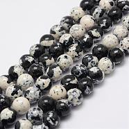 Natural Ocean White Jade Beads Strands, Dyed, Round, Black, 8mm, Hole: 1mm, about 47~48pcs/strand, 15.75 inch(40cm)(G-E346-8mm-08)