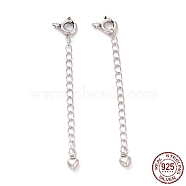 925 Sterling Silver Chain Extenders, with Spring Ring Clasps & Charms, Heart, Antique Silver, 60x5.7mm, Hole: 1.5mm(STER-D036-27AS)