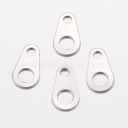 201 Stainless Steel Chain Tabs, Chain Extender Connectors, Oval, Stainless Steel Color, 9x5x0.4mm, Hole: 1.5mm and 2.5mm(STAS-I097-035B-P)