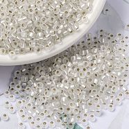 MIYUKI Round Rocailles Beads, Japanese Seed Beads, 8/0, (RR1901) Semi-Frosted Silverlined Crystal, 3mm, Hole: 1mm, about 422~455pcs/10g(X-SEED-G008-RR1901)