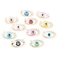 Transparent Glass Pendants, with Brass Findings, Long-Lasting Plated, Evil Eye, Golden, Mixed Color, 14.5x26x6mm, Hole: 1.2mm(KK-J276-04G)