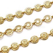 Handmade Brass Link Chains, with Lampwork and Spool, Long-Lasting Plated, Unwelded, Golden, Links: 9x6.2x2.4mm(CHC-L039-37G)