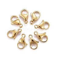 304 Stainless Steel Lobster Claw Clasps, Parrot Trigger Clasps, Real 24K Gold Plated, 3/8x1/4x1/8 inch(11x7x3.5mm), Hole: 1.2mm(STAS-H352-01D-G)
