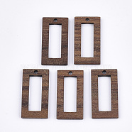 Walnut Wood Pendants, Rectangle, Saddle Brown, 28x15x2.5~3mm, Hole: 1.8mm(WOOD-S054-22)