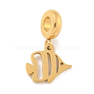 304 Stainless Steel European Dangle Charms, Large Hole Pendants, Fish Charm, Golden, 22.5mm, Hole: 4.5mm(STAS-U005-17G)