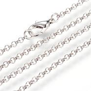 Iron Rolo Chains Necklace Making, with Lobster Clasps, Soldered, Platinum, 17.7 inch(45cm)(MAK-R017-45cm-P)