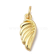 Rack Plating Brass Pendants, with Jump Ring, Long-Lasting Plated, Lead Free & Cadmium Free, Wings, Real 18K Gold Plated, 16x6.5x2.5mm, Hole: 3mm(KK-B092-20G)