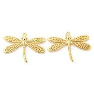 Brass Pendants, Dragonfly, Real 18K Gold Plated, 16.5x22.5x2mm, Hole: 1mm(KK-Q809-12G)