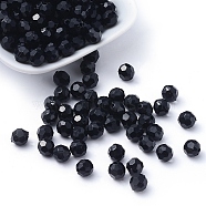 Opaque Acrylic Beads, Faceted Round, Black, Size:about 8mm in diameter, hole: 2mm, about 1760pcs/500g(PAB8mmY-1)