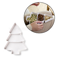 Christmas Tree Shaped Plastic Snack Dried Tray Box, for Kitchen Dining & Bar, WhiteSmoke, 260x185x30mm(DJEW-Q003-01D)
