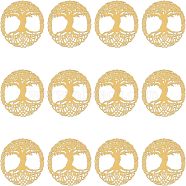 Self Adhesive Brass Stickers, Scrapbooking Stickers, for Epoxy Resin Crafts, Tree of Life Pattern, 34x35x0.3mm, 16pcs/box(DIY-OC0002-52)