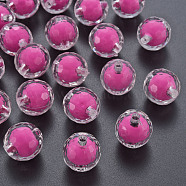 Transparent Acrylic Beads, Bead in Bead, Faceted, Round, Camellia, 16mm, Hole: 3mm, about 205pcs/500g(TACR-S152-14A-A13)
