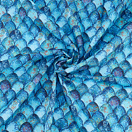 Fishscale Pattern Polyester Fabrics, for DIY Bed Sheet, Tablecloth, T-shirt, Dress, Rectangle, Deep Sky Blue, 1450x1000mm(DIY-WH0292-79B)