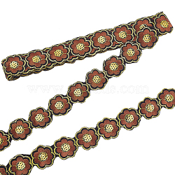 Polyester Lace Trim, Embroidery Ancient Hanfu Lace Ribbon, Flower, Saddle Brown, 1-1/2~1-5/8 inch(39~40mm), about 5 yards/pc(OCOR-WH0068-52B)