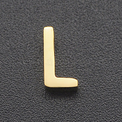 201 Stainless Steel Charms, for Simple Necklaces Making, Laser Cut, Letter, Golden, Letter.L, 8x4x3mm, Hole: 1.8mm(STAS-R109-JA433-L-2)