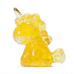 Unicorn Resin Figurines, with Natural Citrine Chips inside Statues for Home Office Decorations, 30x45x60mm(DJEW-PW0012-034E)