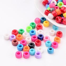 Acrylic European Beads, Rondelle, Large Hole Beads, Mixed Color, 9x6mm, Hole: 4mm(X-MACR-H005-M1)