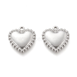 304 Stainless Steel Pendants, Heart, Stainless Steel Color, 19x18x3mm, Hole: 1.8mm(STAS-L224-058P)