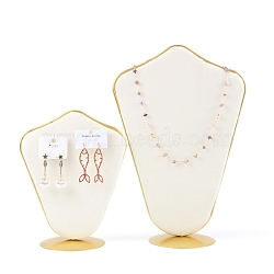Velvet Bust Jewelry Display Rack, Jewelry Stand, For Hanging Necklaces Earrings Bracelets, with Metal Base, Floral White, 10.5x17x22cm(PW-WG43864-04)