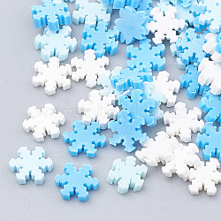 Handmade Polymer Clay Nail Art Decoration, Fashion Nail Care, No Hole, Snowflake, Deep Sky Blue, 4~5x4~5x0.5~1mm(CLAY-N002-11)