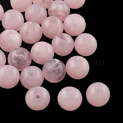 Round Imitation Gemstone Acrylic Beads, Pearl Pink, 6mm, Hole: 2mm(X-OACR-R029-6mm-25)