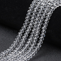 Glass Beads Strands, Faceted, Rondelle, Clear, 10x8mm, Hole: 1mm, about 65~66pcs/strand, 20.8~21.2 inch(53~54cm)(EGLA-A034-T10mm-D19)