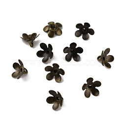 Brass Bead Cap Pendant Bails, for Globe Glass Bubble Cover Pendant Making, Flower, Antique Bronze, 5x8.5mm, Hole: 1.4mm(KK-WH0044-54AB)
