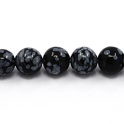 Natural Snowflake Obsidian Beads Strands, Round, 4mm, Hole: 1mm, about 46pcs/strand, 7.6 inch(X-G-G515-4mm-01)