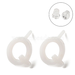 Hypoallergenic Bioceramics Zirconia Ceramic Stud Earrings, No Fading and Nickel Free, Alphabet, Letter Q, 7x6mm(EJEW-F340-04Q)