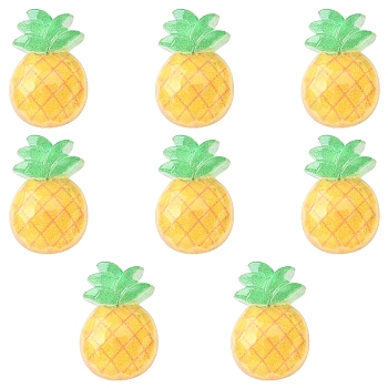 Translucent Resin Decoden Cabochons, Imitation Fruit, Pineapple, Yellow, 22x15.5x6mm