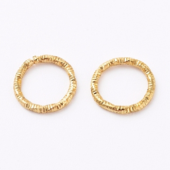 Iron Textured Jump Rings, Open Jump Rings, for Jewelry Making, Golden, 10x1mm, 18 Gauge, Inner Diameter: 7.5mm, about 1900~2000pcs/bag