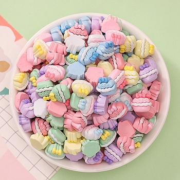 Opaque Resin Decoden Cabochons, Rainbow Color Cartoon Decoden Cabochons, Food, 11.5~12x13.5x6.5~7mm