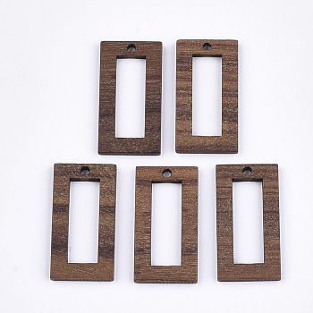 Walnut Wood Pendants, Rectangle, Saddle Brown, 28x15x2.5~3mm, Hole: 1.8mm