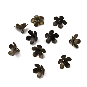 Brass Bead Cap Pendant Bails, for Globe Glass Bubble Cover Pendant Making, Flower, Antique Bronze, 5x8.5mm, Hole: 1.4mm
