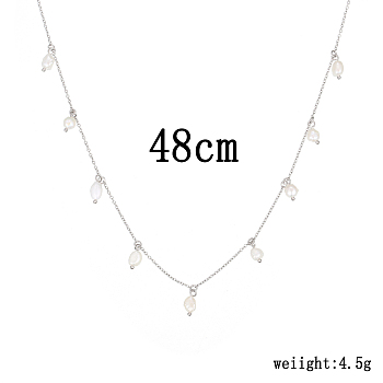 Pearl Pendant Necklaces, 925 Silver Cable Chain Necklaces for Women