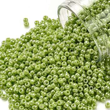 TOHO Round Seed Beads, Japanese Seed Beads, (131) Opaque Luster Sour Apple, 11/0, 2.2mm, Hole: 0.8mm, about 5555pcs/50g