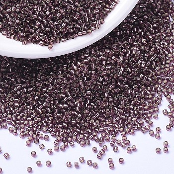 MIYUKI Delica Beads Small, Cylinder, Japanese Seed Beads, 15/0, (DBS1204) Silver Lined Mauve, 1.1x1.3mm, Hole: 0.7mm, about 3500pcs/10g