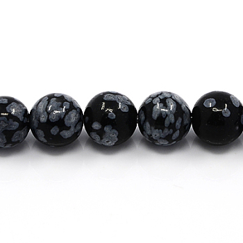 Natural Snowflake Obsidian Beads Strands, Round, 4mm, Hole: 1mm, about 46pcs/strand, 7.6 inch