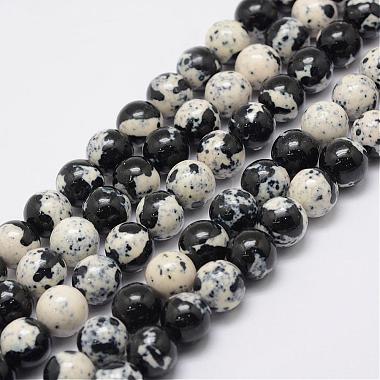 8mm Black Round Ocean White Jade Beads