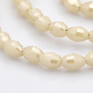 6mm PaleGoldenrod Rice Electroplate Glass Beads