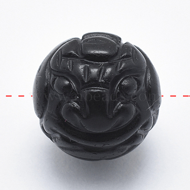 Carved Round Natural Obsidian Beads(G-P360-01-10mm)-2