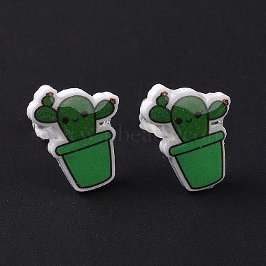 Acrylic Cute Plants Stud Earrings with Plastic Pins for Women(EJEW-F293-01B)-3